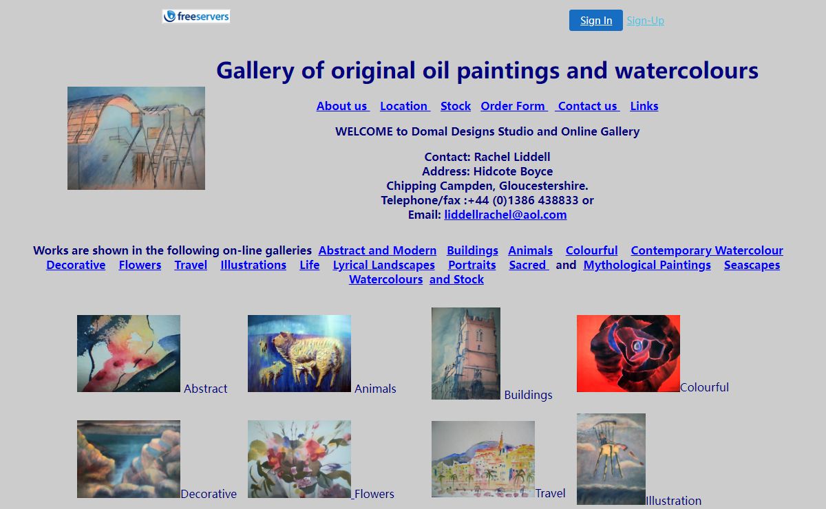 On Line Art Gallery of Original Oil Paintings, Watercolours and Life Drawings