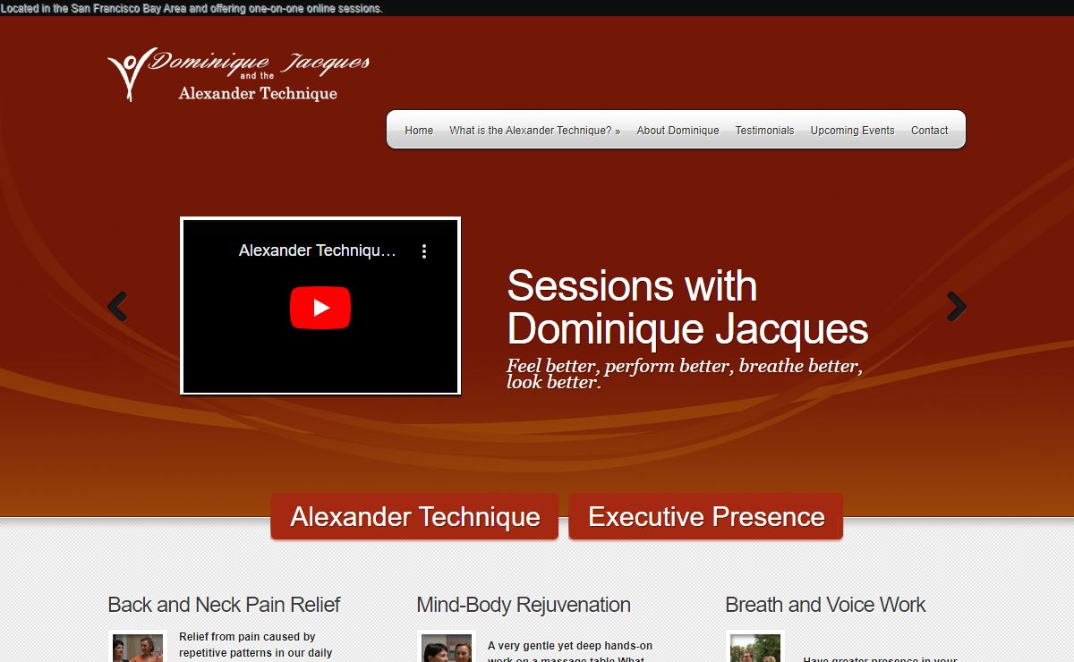 Bay Area Alexander Technique with Dominique Jacques :: Silicon Valley, San Francisco, California :: 4382 Miller Court Palo Alto CA 94306