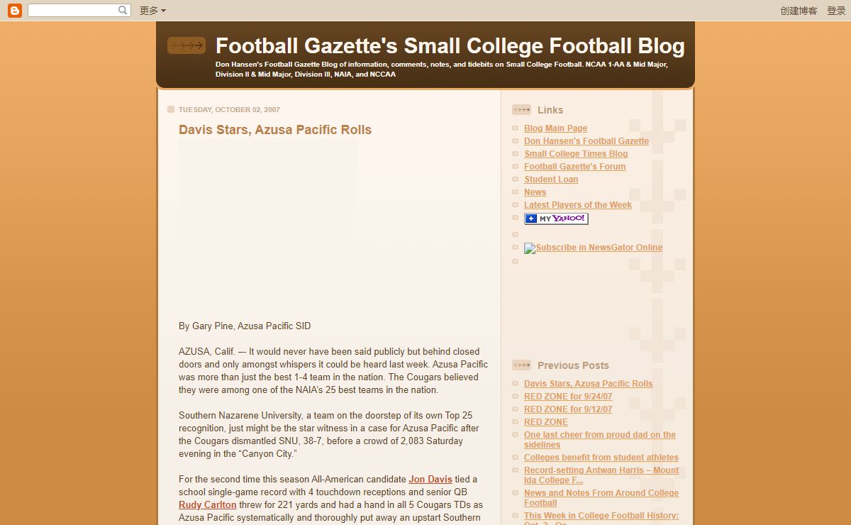 Football Gazette's Small College Football Blog