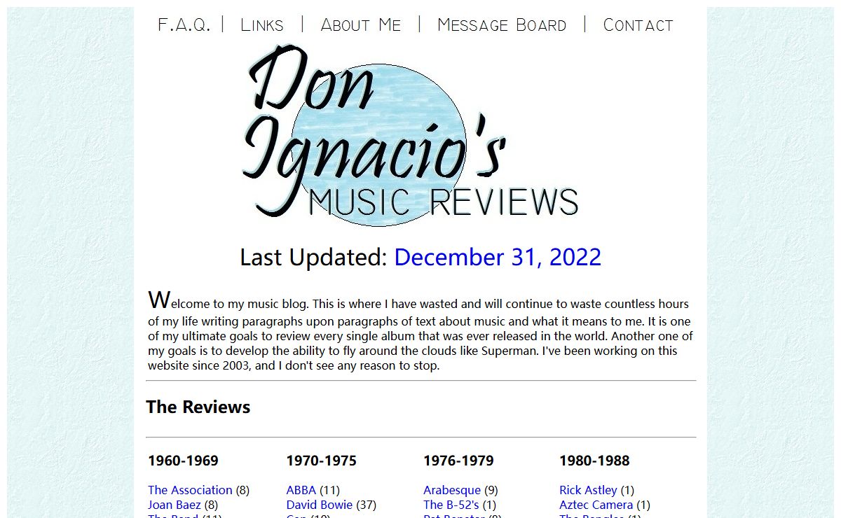 Don Ignacio's Music Reviews