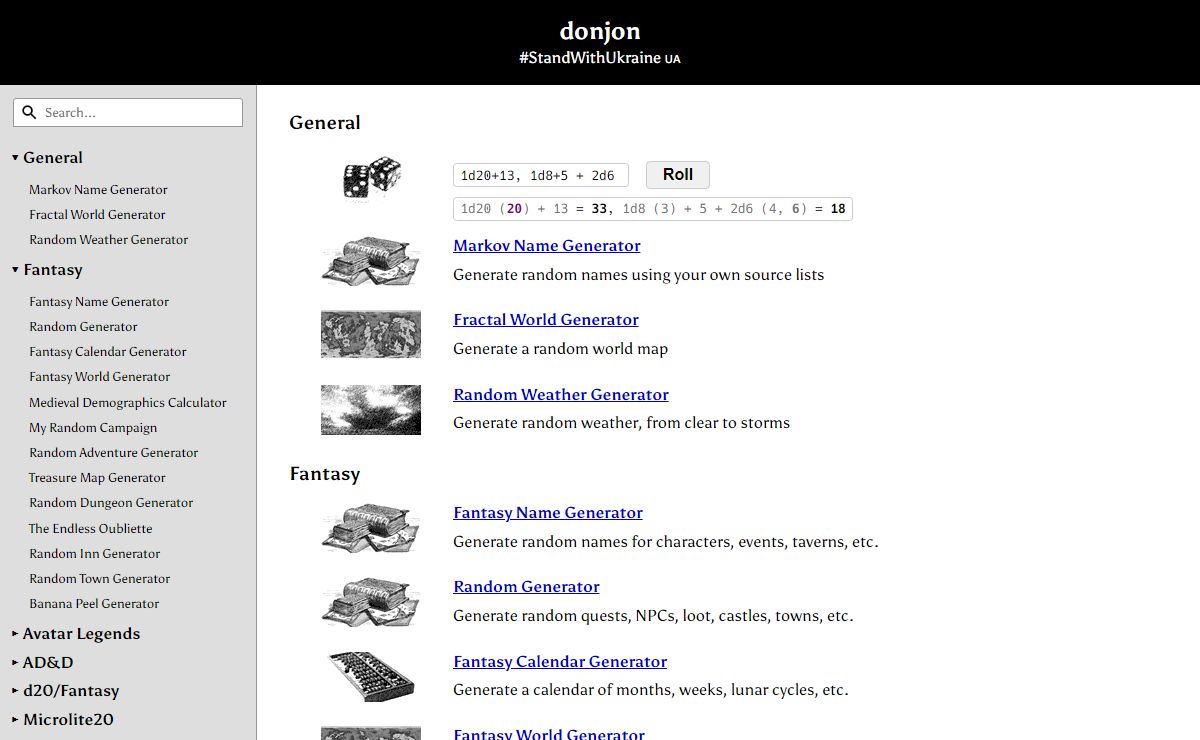 donjon; RPG Tools