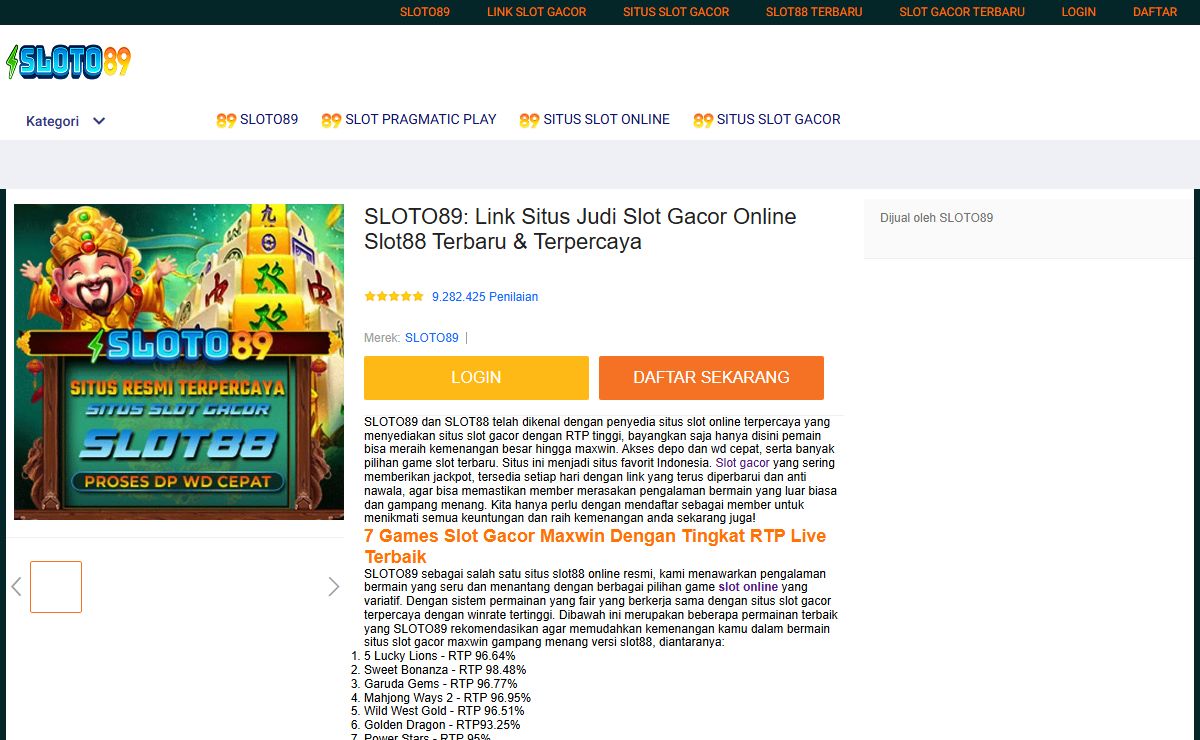 SLOTO89: Link Situs Judi Slot Gacor Online Slot88 Terbaru & Terpercaya