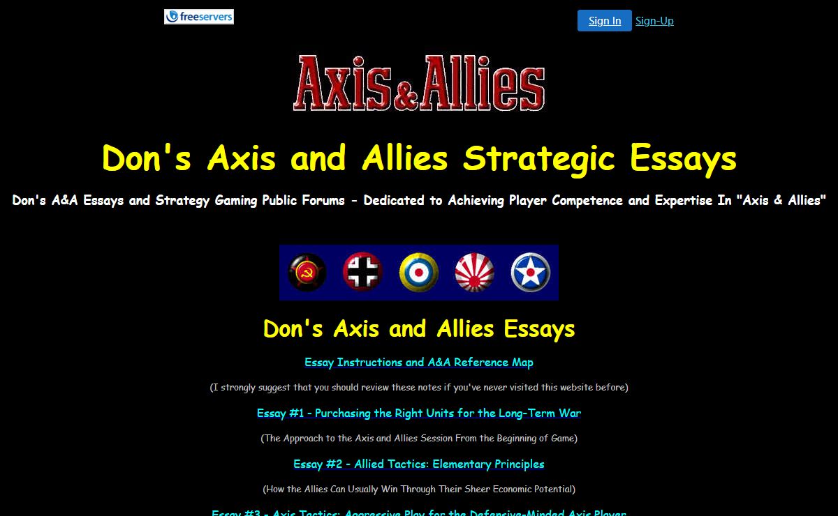 Don's Axis and Allies Strategic Essays