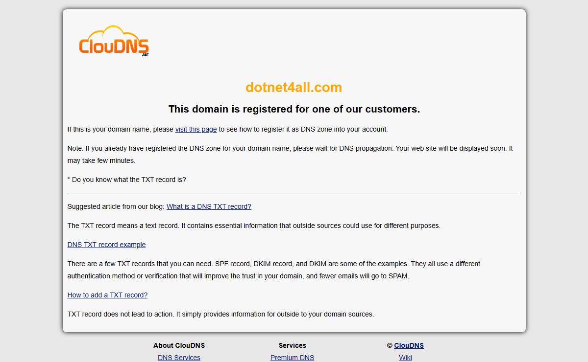 dotnet4all.com | TXT record