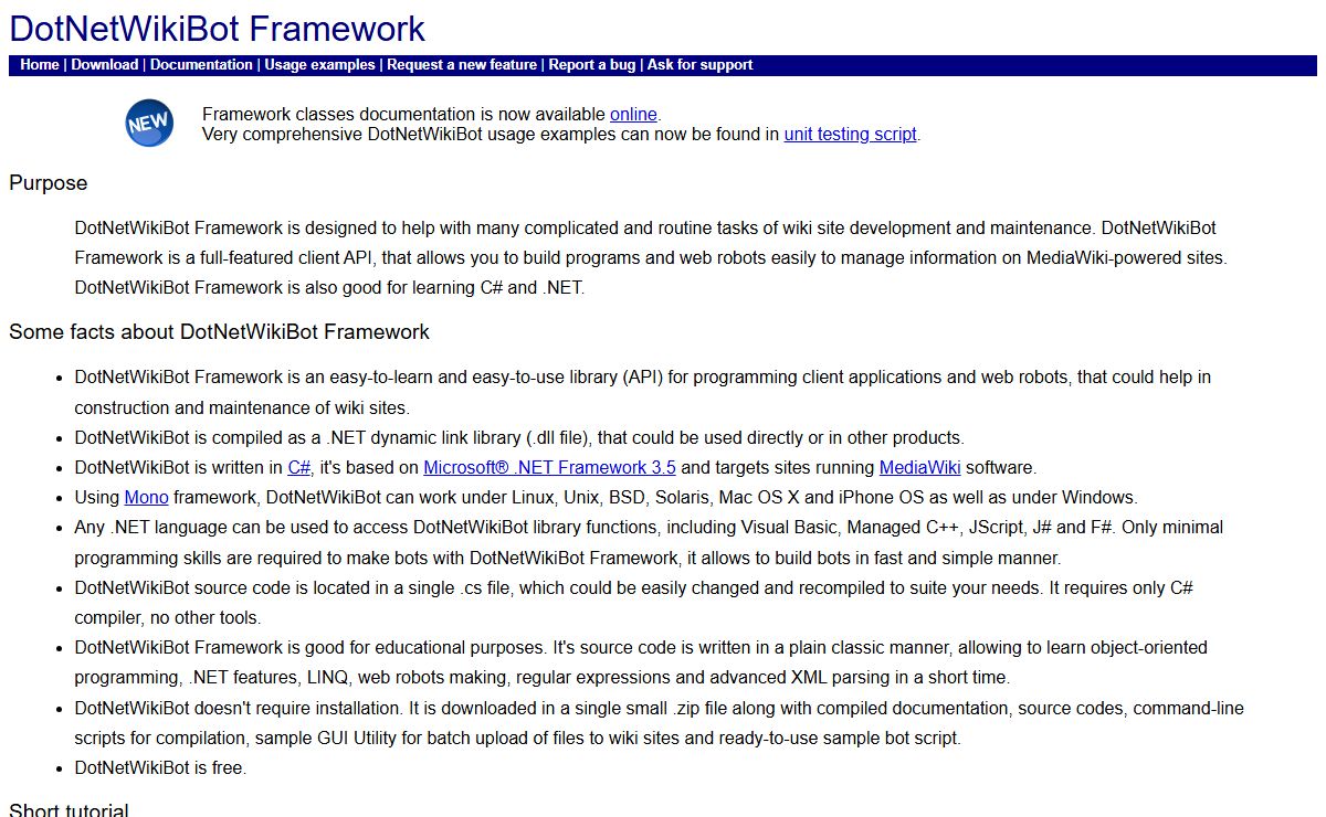 DotNetWikiBot Framework