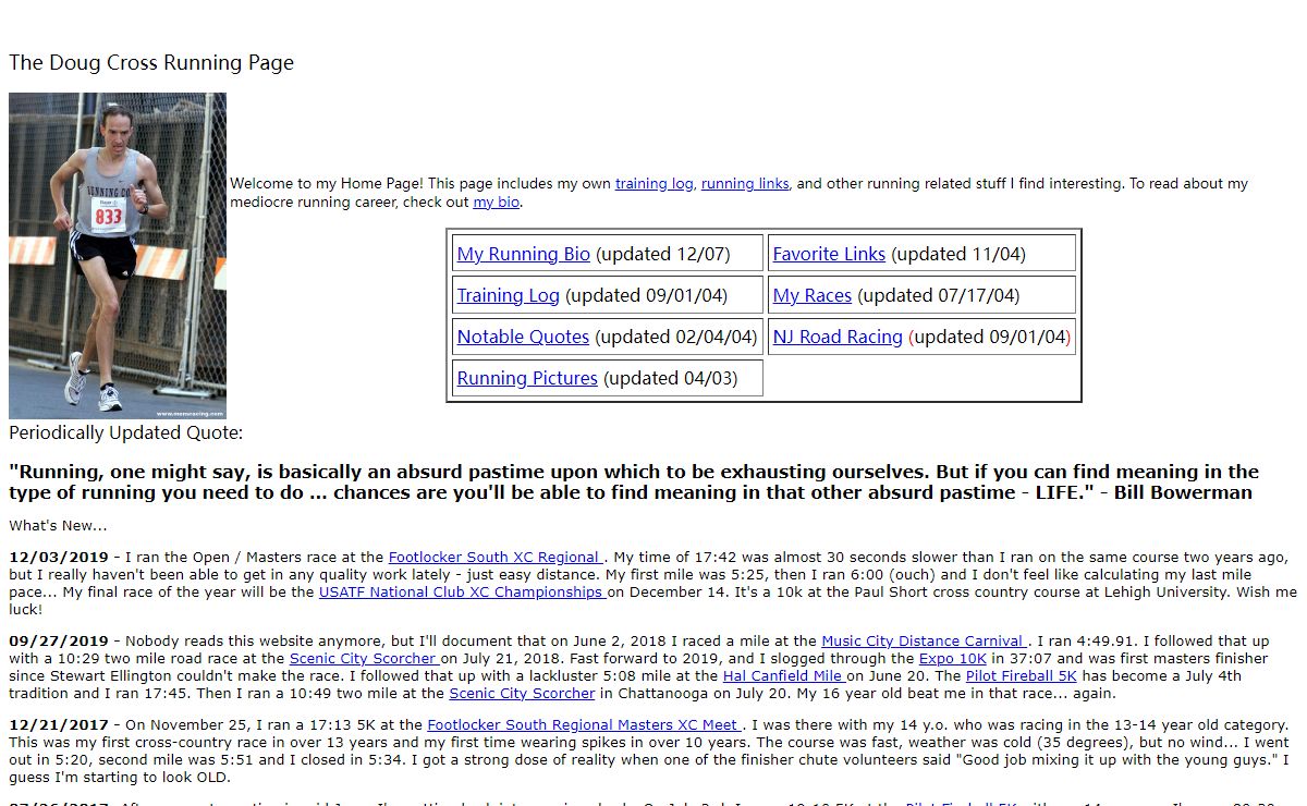 Doug Cross Running Page