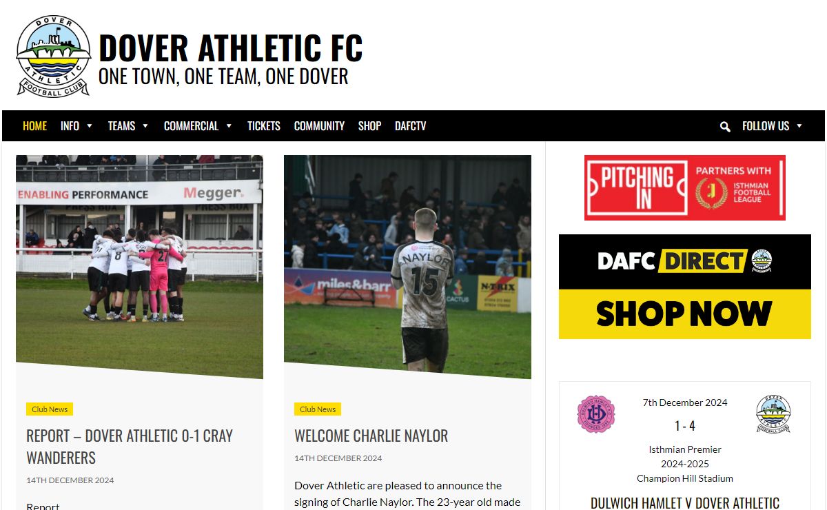 DOVER ATHLETIC FC – One Town, One Team, One Dover