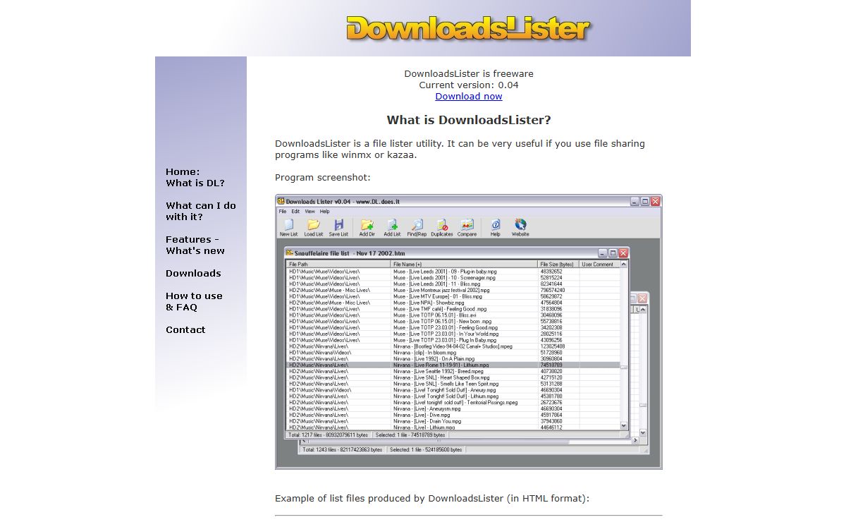 DownloadsLister - List your downloaded files
