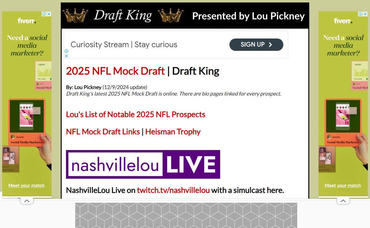 Draft King's Lou Pickney: NFL Draft Analyst | Mock Drafts & Player Profiles