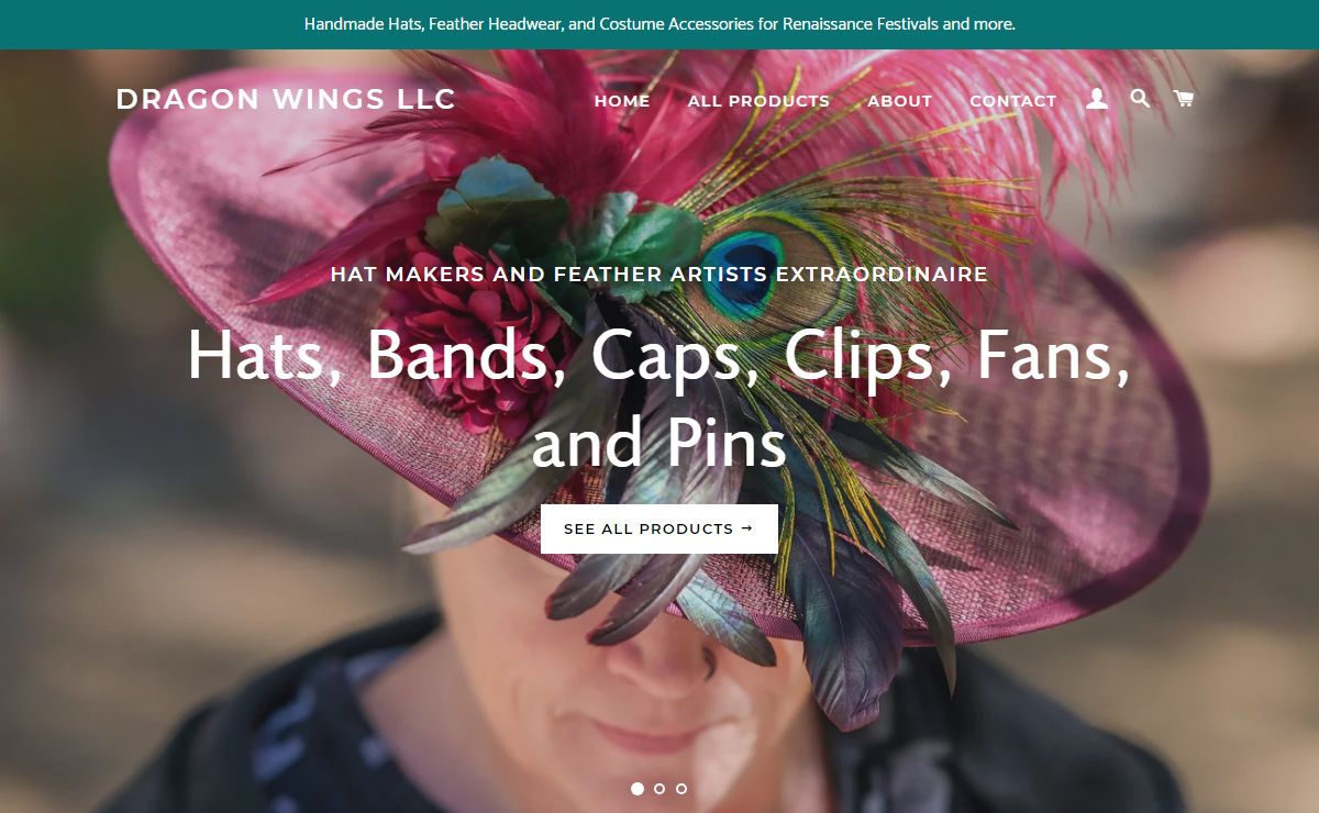 Dragon Wings LLC, Ren Fest Hats, Feather Finery & Costume Accessories