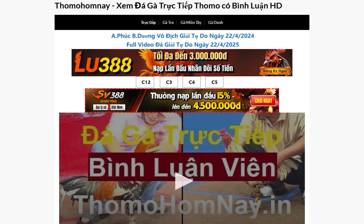 Thomohomnay - ĐÁ GÀ TRỰC TIẾP THOMO HÔM NAY Số 1