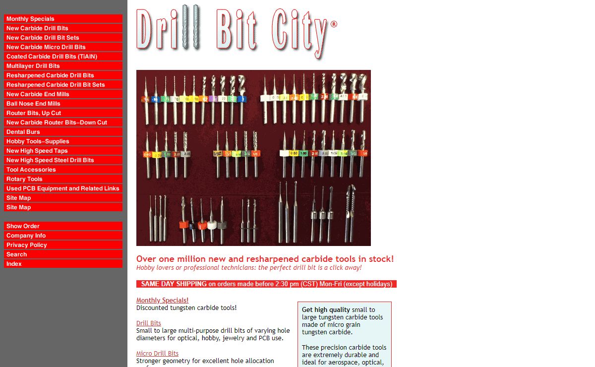 Drill Bit City: Official Site for Carbide Tools, New carbide drill bit, New carbide drill bits, New " N " GAGE carbide drill bits, New carbide end mill, New carbide end mills, drill bit, drill bits,shop tool, drill bits,carbide drill bits, pcb drill bit, pcb drill bits, optical drill bits,small diameter drill bits, High Speed drill bits,carbide router bits,carbide end mills, PCB carbide drill bits, CNC drill bit, hobby tools @ Drill Bit City!,carbide micro drill bits,carbide miniature drill bits, carbide miniature end mills,solid carbide drill bits,carbide down cut router bits,#drill bits,mill bits,