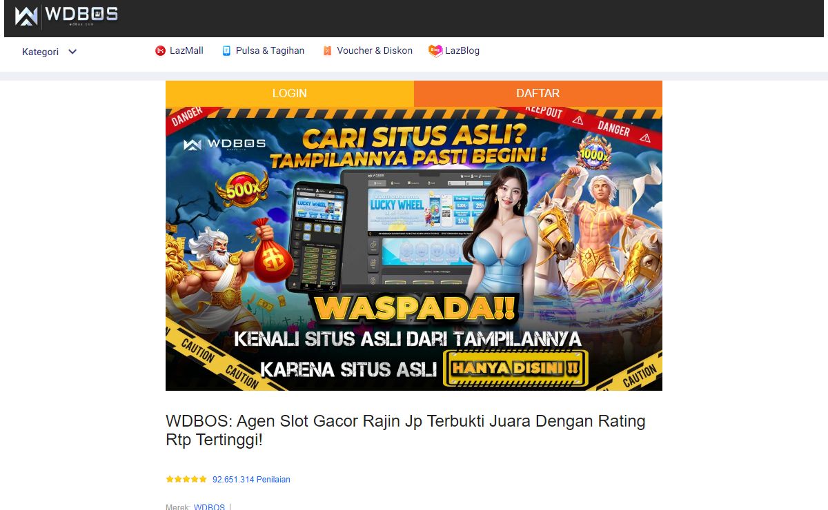 WDBOS: Agen Slot Gacor Rajin Jp Terbukti Juara Dengan Rating Rtp Tertinggi!