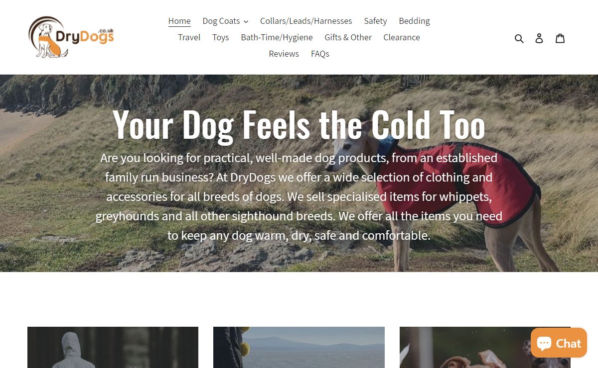 DryDogs manufacture whippet coats, greyhound coats, other dog coats