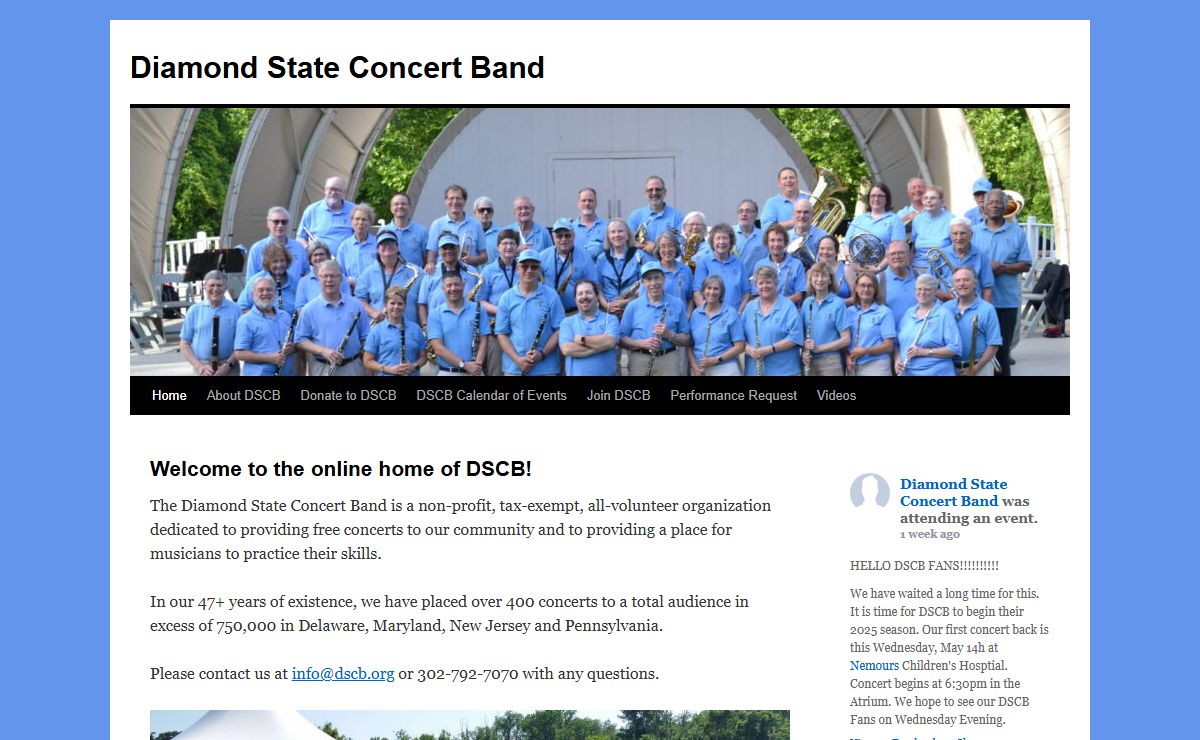 Welcome to the online home of DSCB! - Diamond State Concert Band