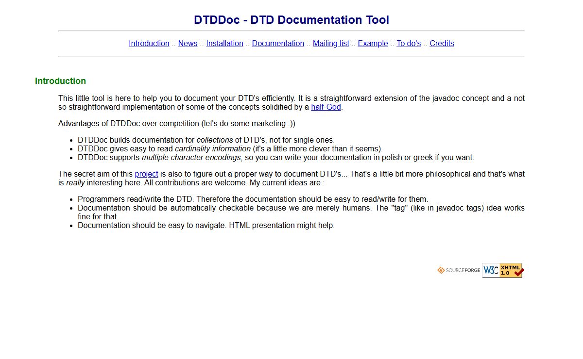 DTDDoc - DTD Documentation Tool