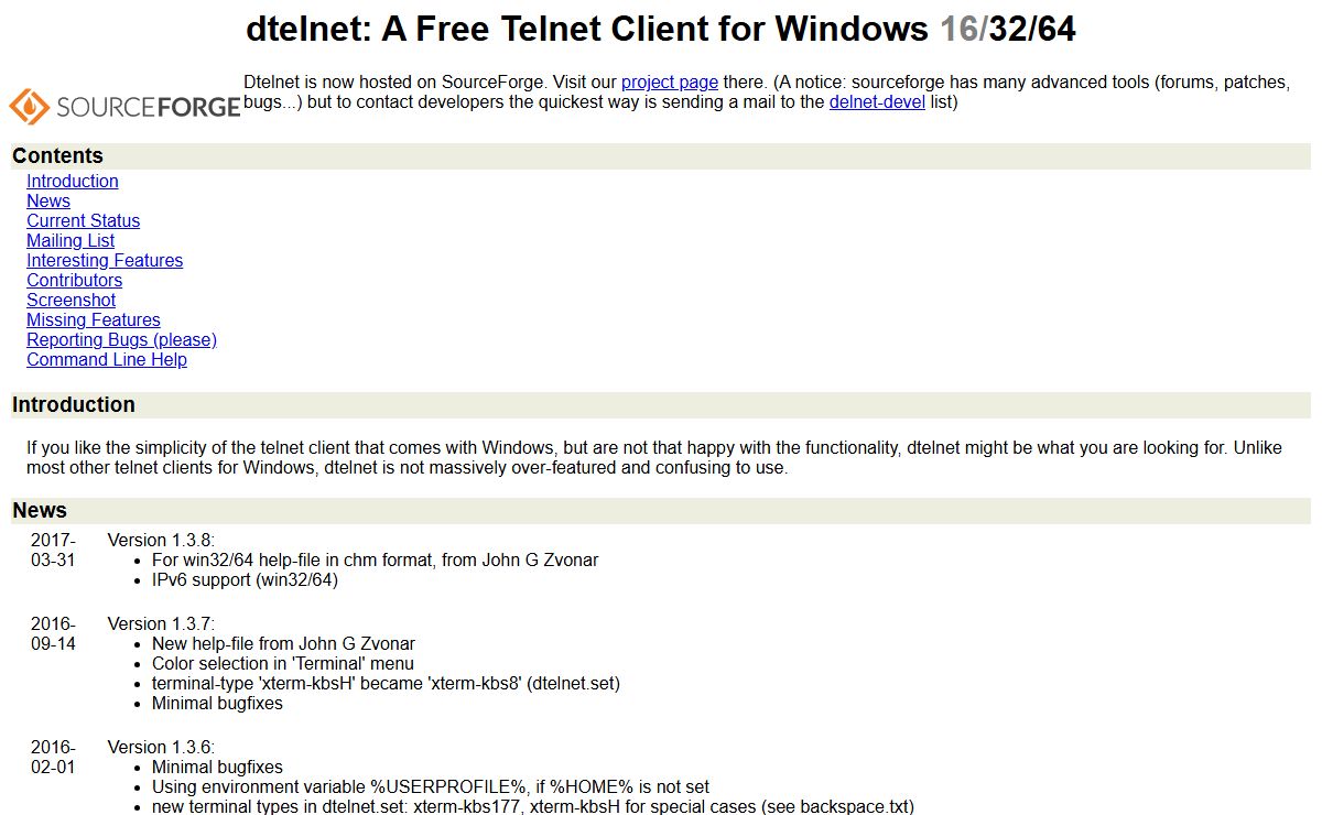 dtelnet: a free Telnet Client for Windows 16/32/64