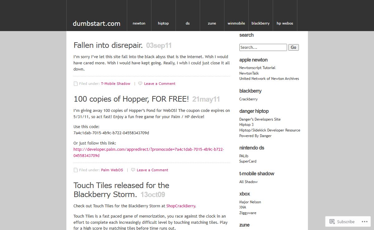 dumbstart.com | A small space dedicated to my simple handheld programs.