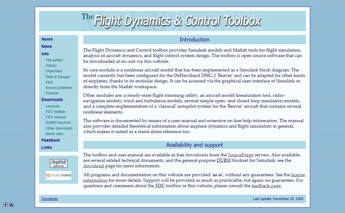 Flight Dynamics & Control toolbox: home