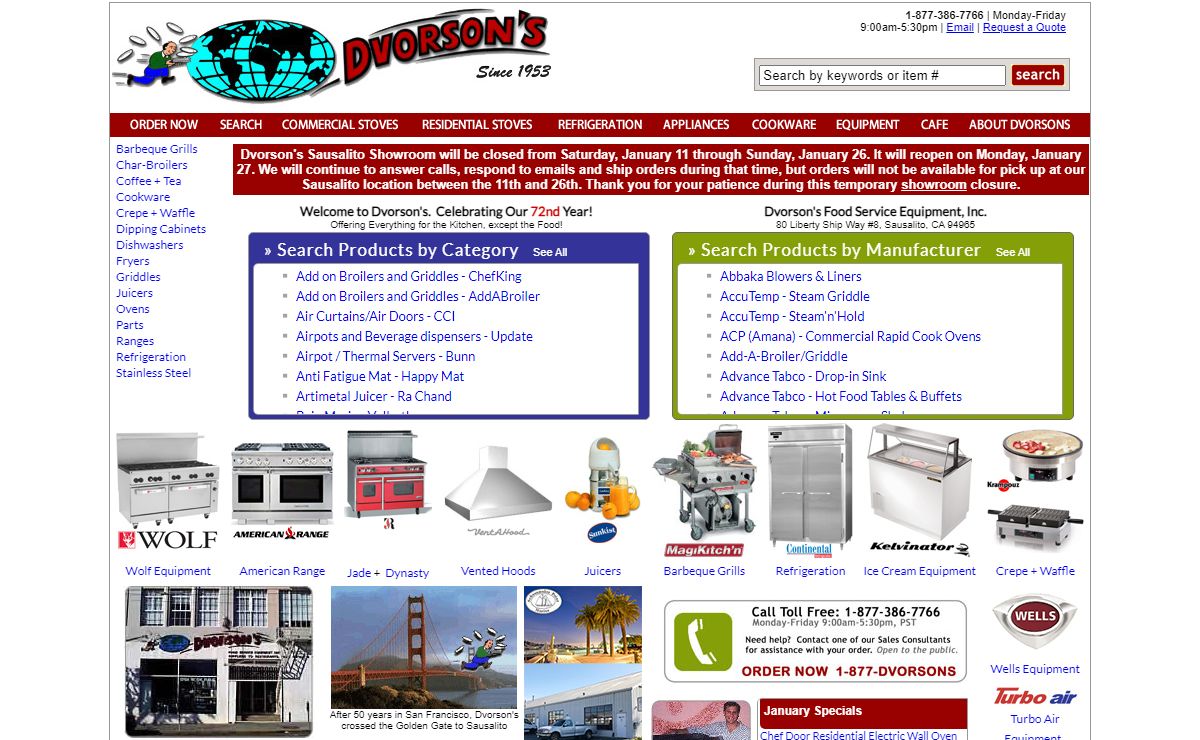 Dvorson's Food Service Equipment and Appliances - Home of the Best Kitchen Equipment in the World.
