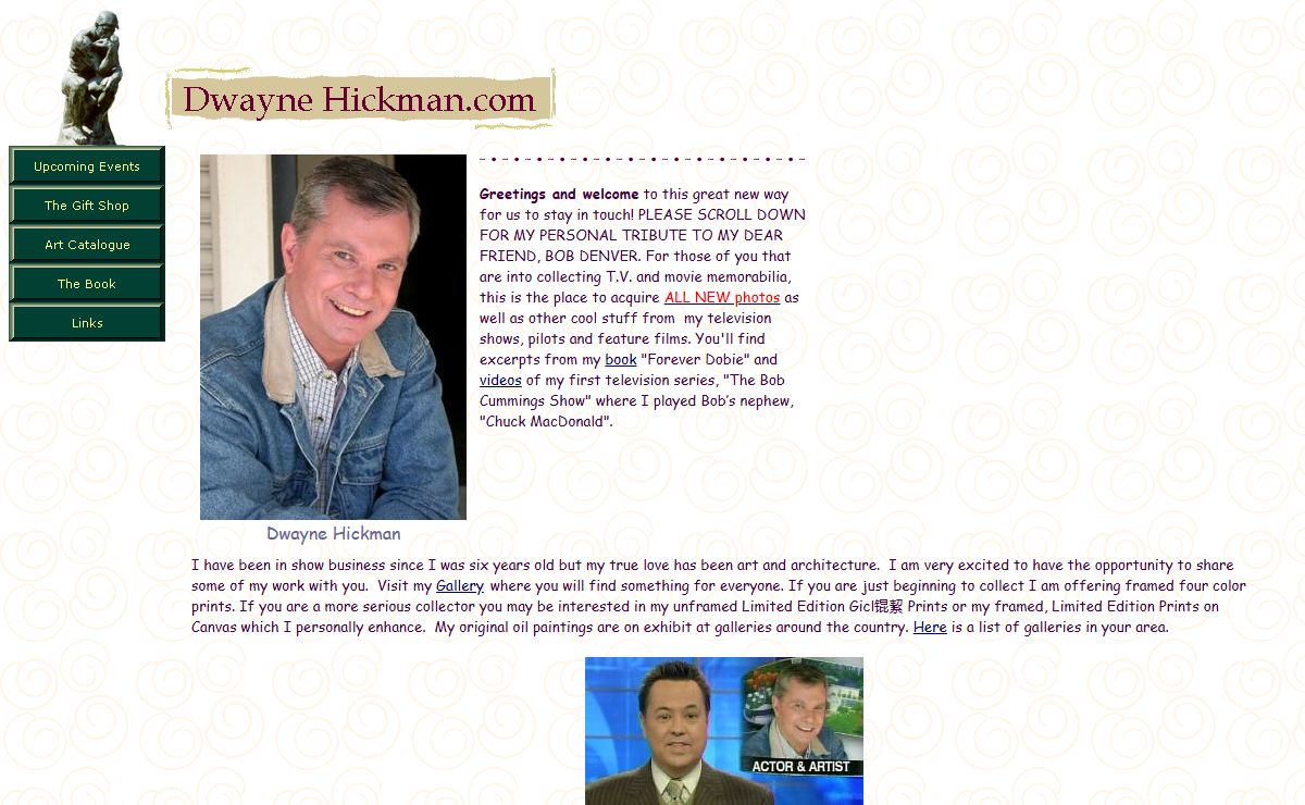 Dwayne Hickman also known as Dobie Gillis offers personlized paintings and videos and photos and memorabilia