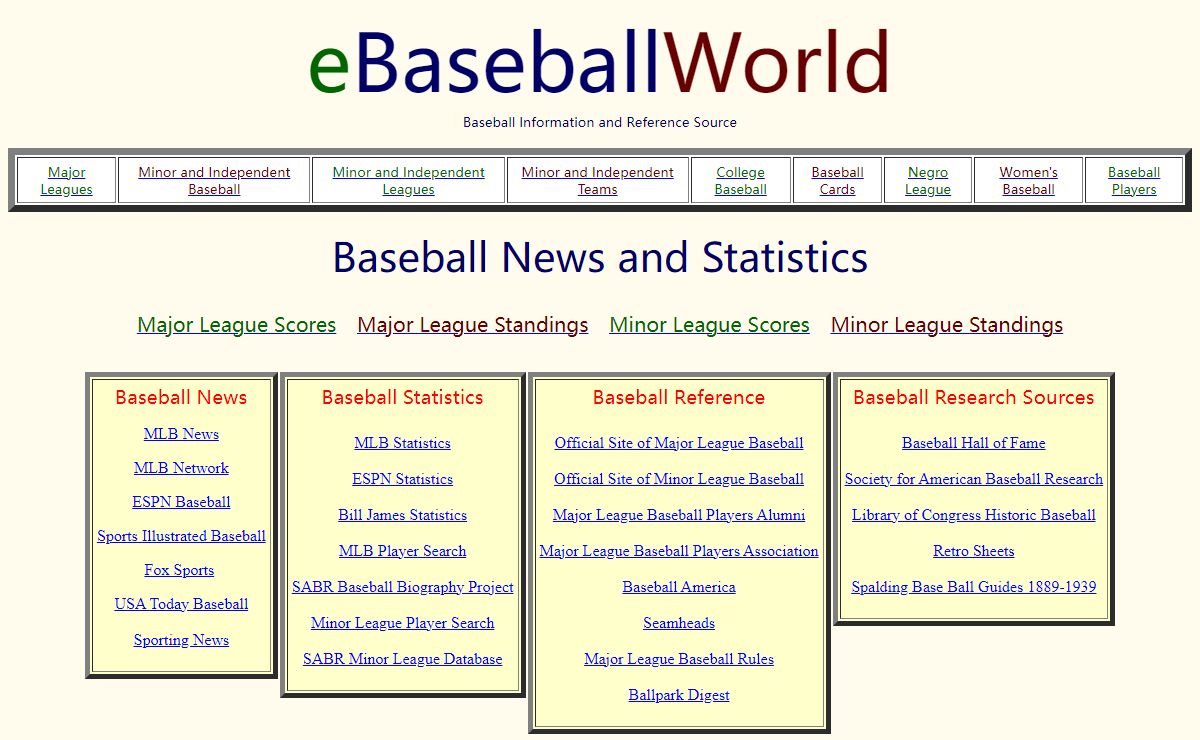 eBaseballWorld - Baseball Information and Reference Source