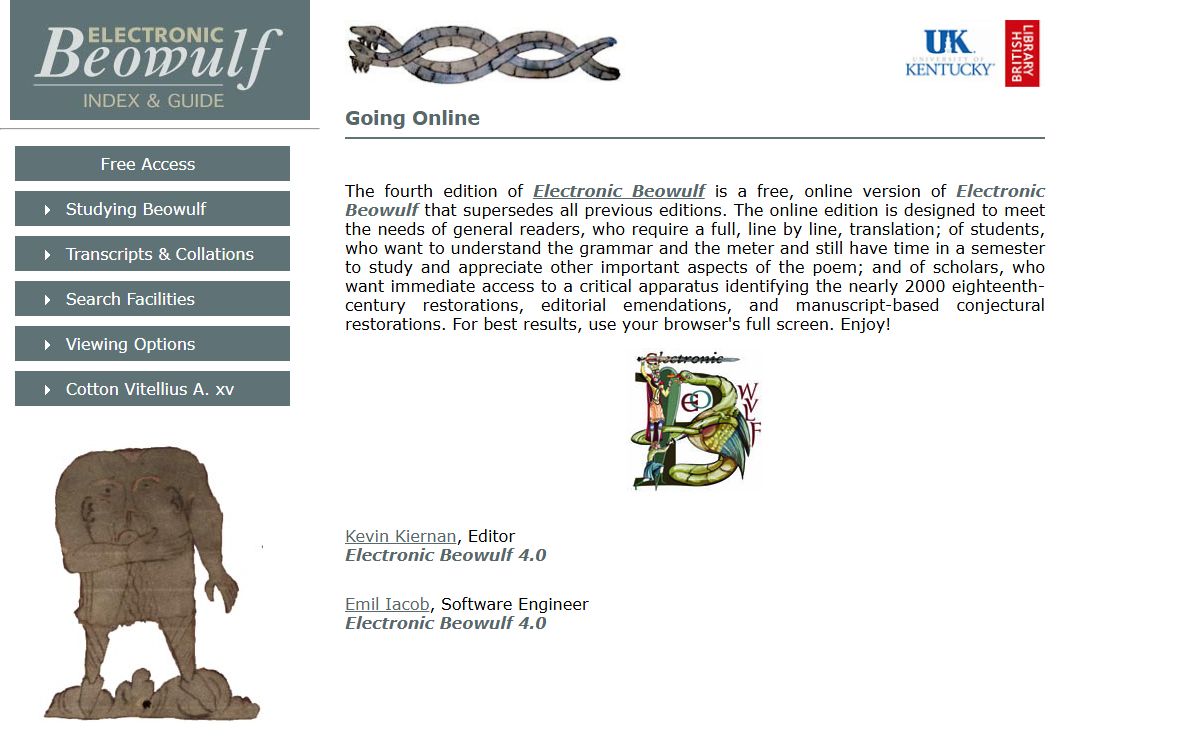 Studying Beowulf | Electronic Beowulf - Fourth Edition - ed. Kevin Kiernan