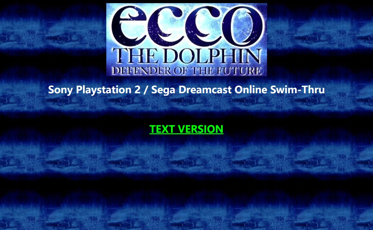Ecco The Dolphin: Defender of The Future Swim-thru