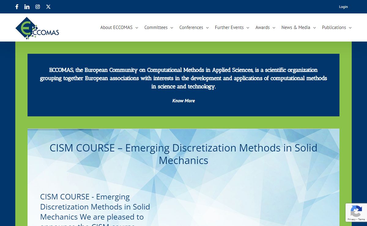 ECCOMAS – European Community on Computational Methods in Applied Sciences