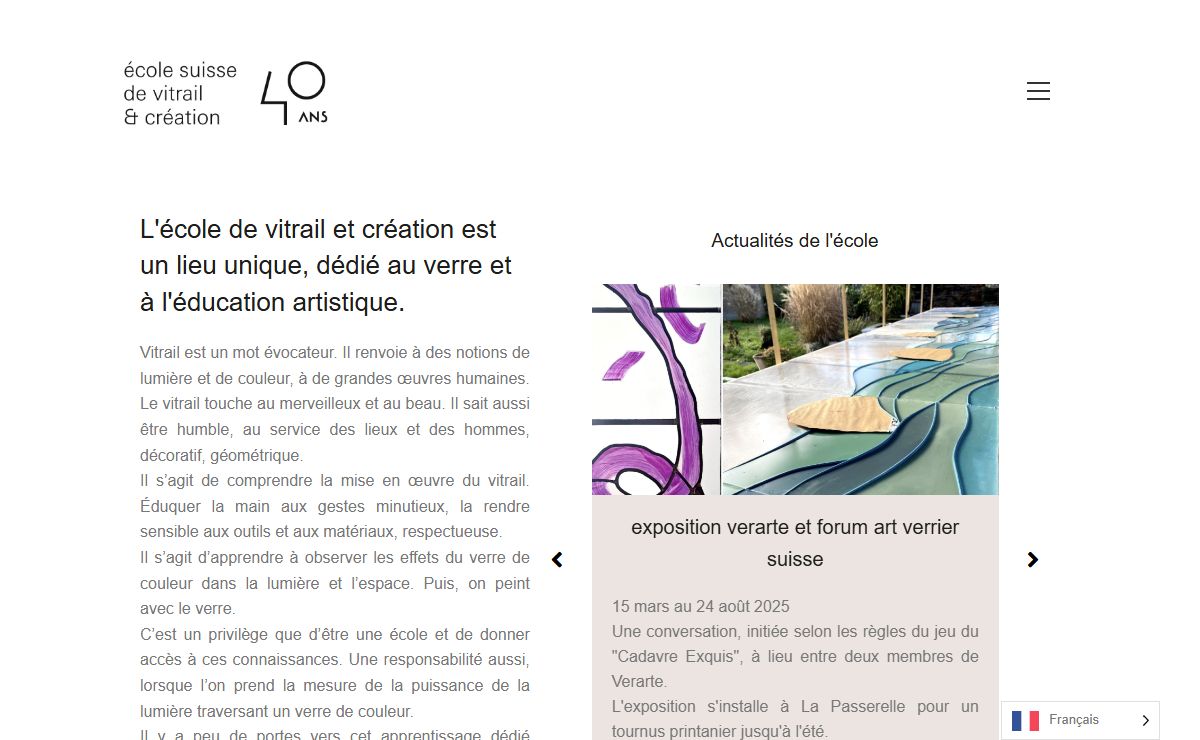 école suisse de vitrail et création - formation professionnelle et cours loisirs