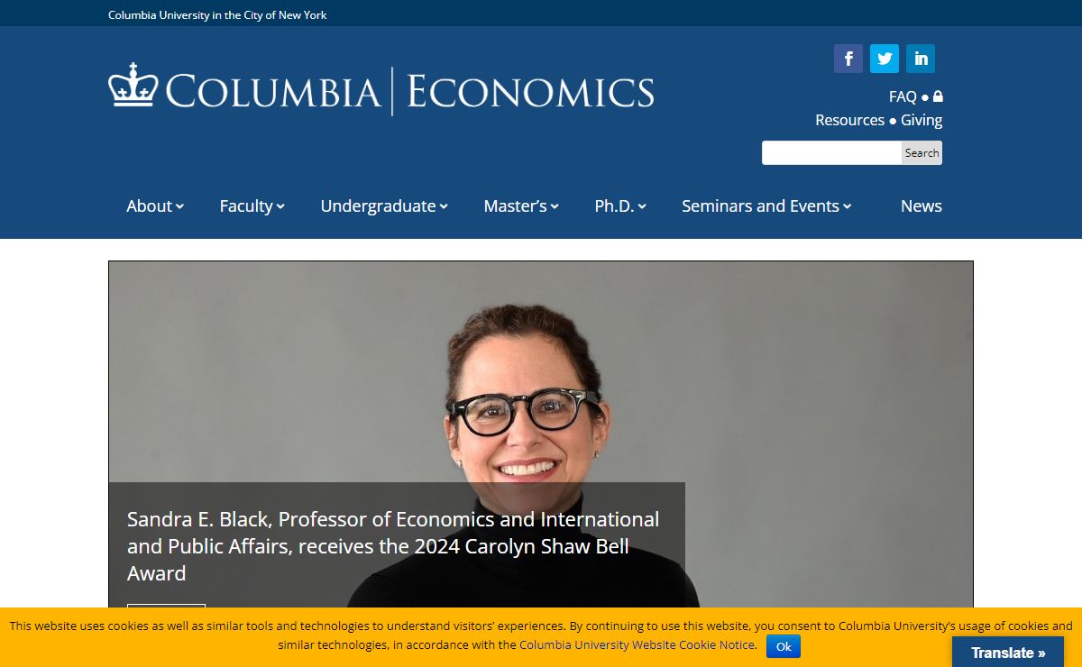 Department of Economics at Columbia University | Department of Economics at Columbia University
