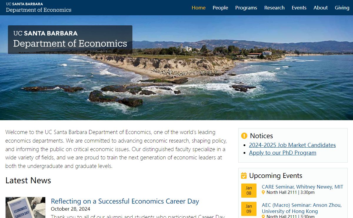 Home | Department of Economics | UC Santa Barbara