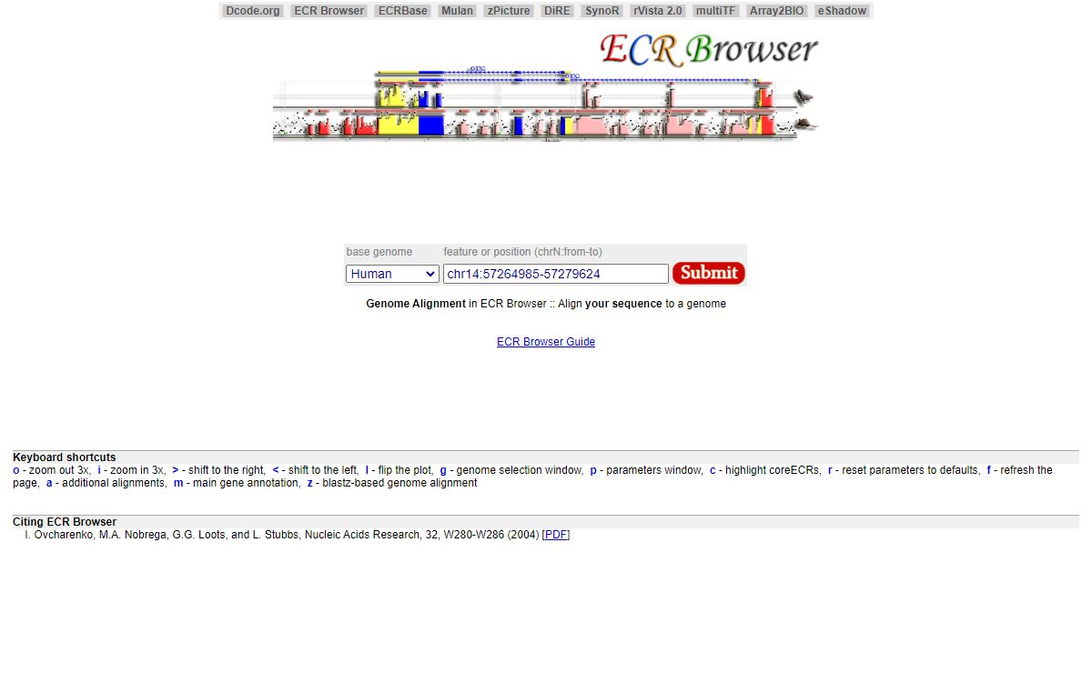 ECR Browser :: Evolutionary Conservation of Genomes