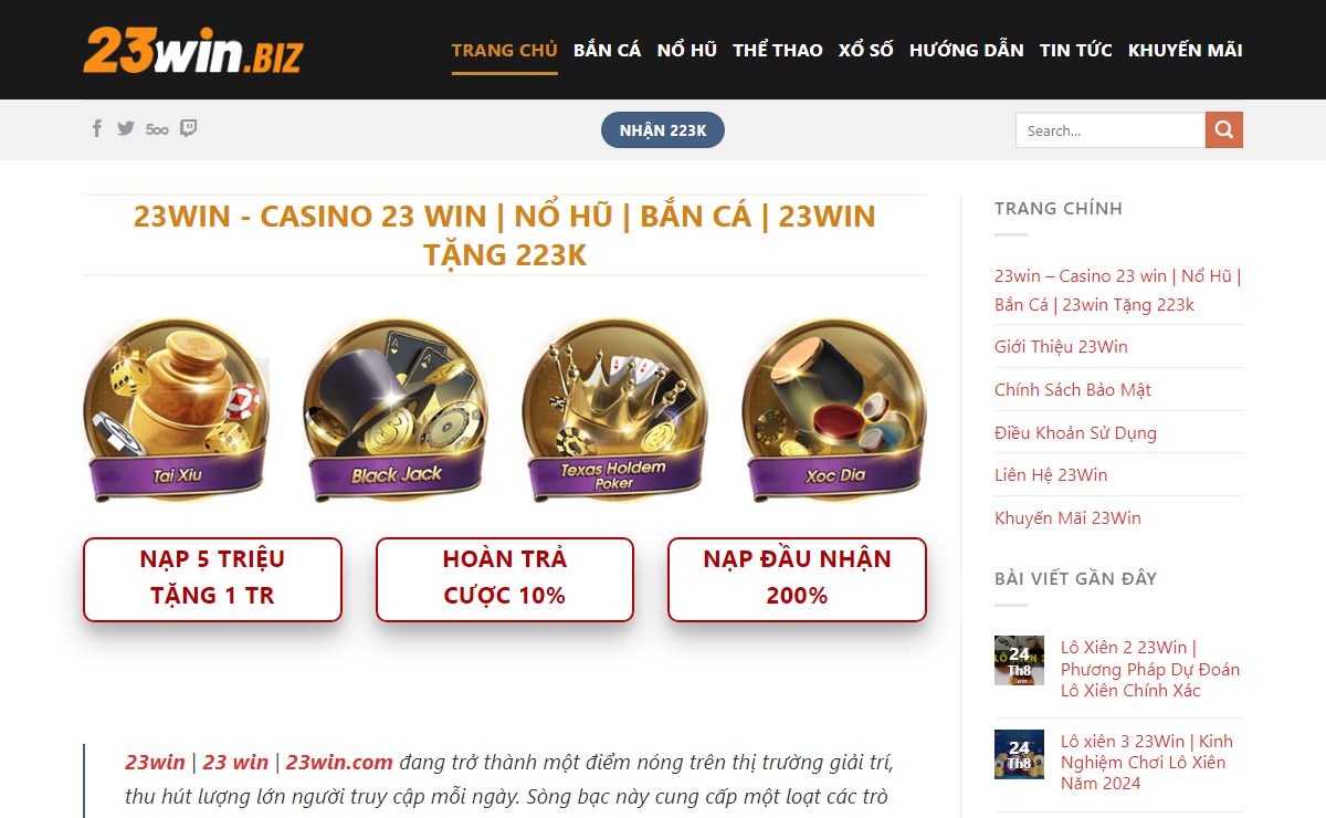 23win - Casino 23 win | Nổ Hũ | Bắn Cá | 23win Tặng 223k