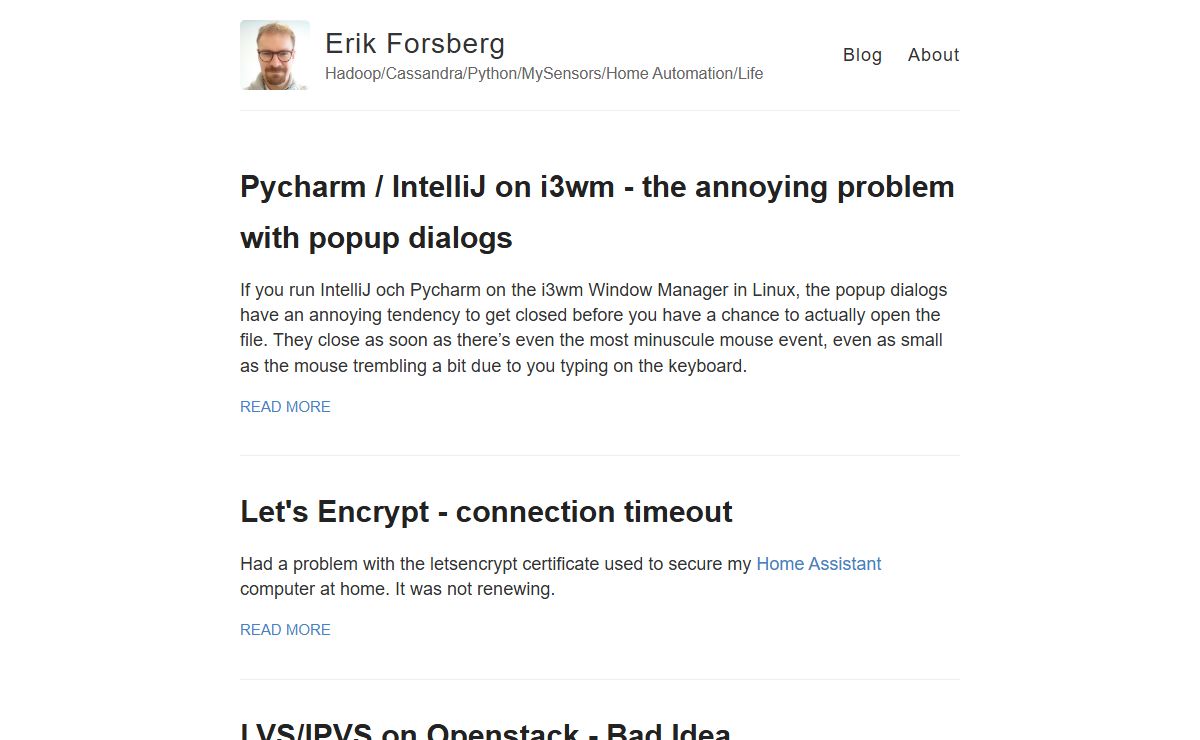 Erik Forsberg – Hadoop/Cassandra/Python/MySensors/Home Automation/Life