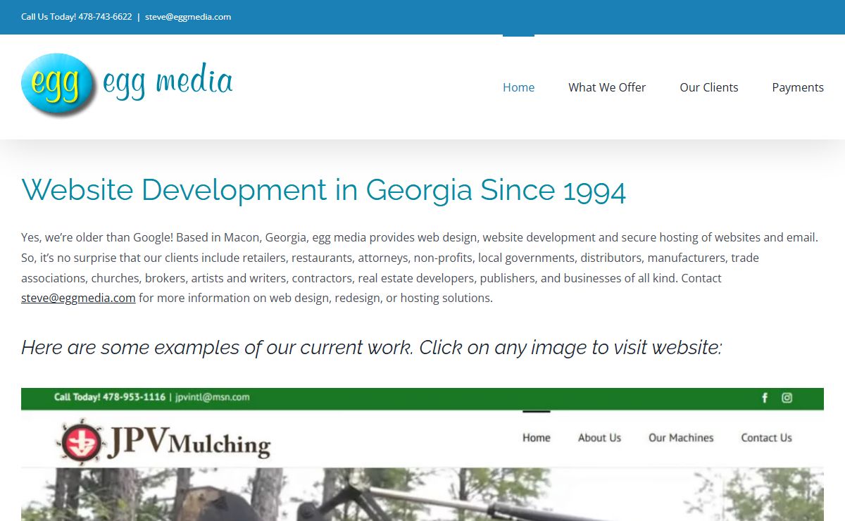 Web Design in Georgia Since 1994 - Web Design Website Development Web Hosting Macon, Georgia egg media