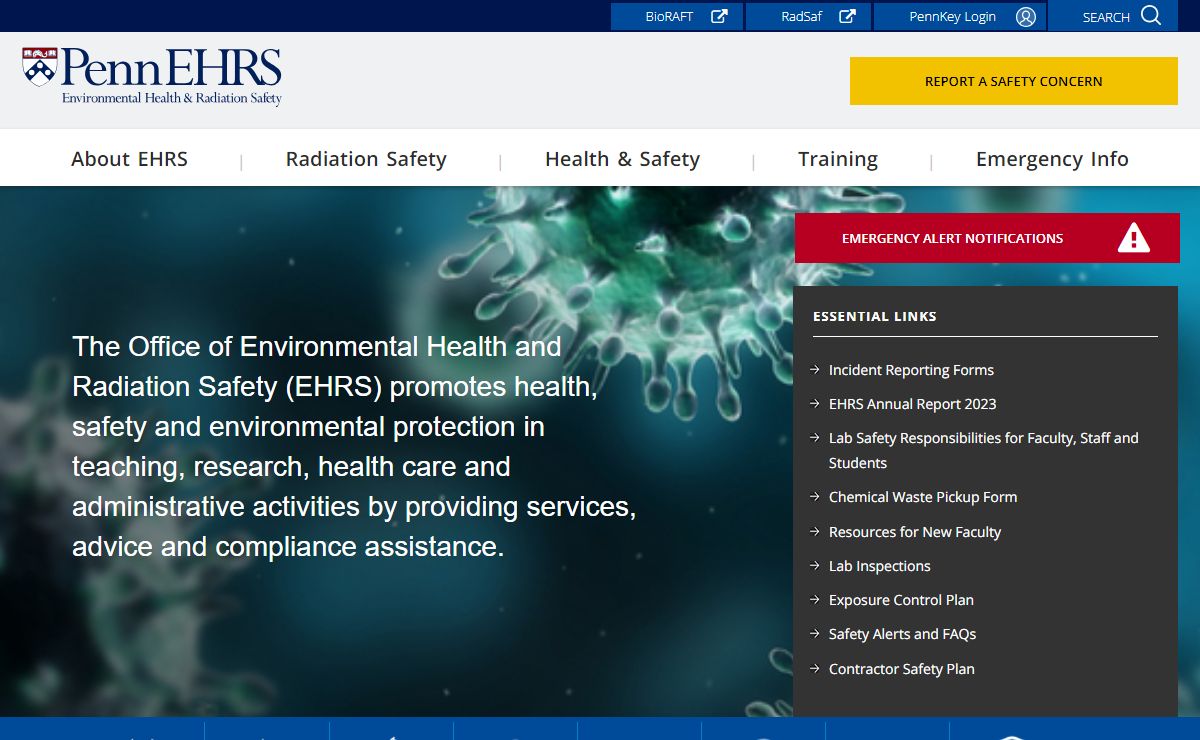 EHRS Home | Office of Environmental Health and Radiation Safety | UPenn