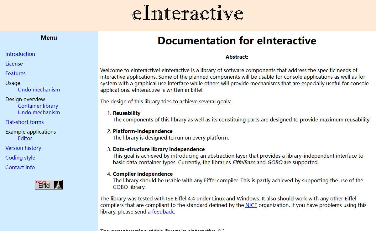 Documentation for eInteractive