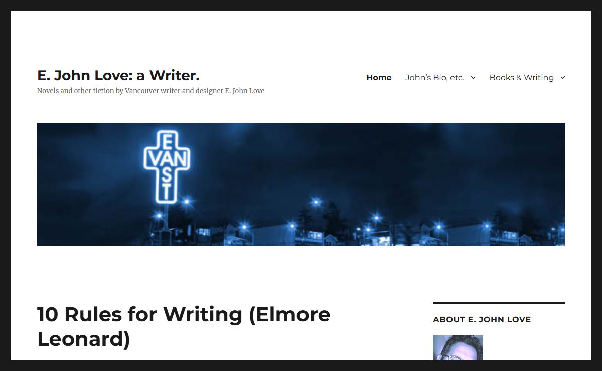E. John Love: a Writer. – Novels and other fiction by Vancouver writer and designer E. John Love