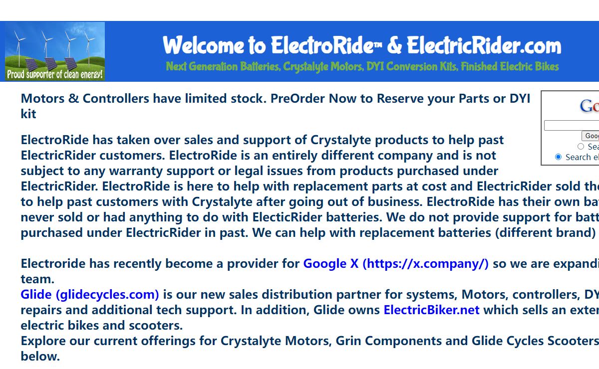 Lithium Batteries, DYI ebike conversion kits, Crystalyte Motors and Electric Bikes, Electric Scooters