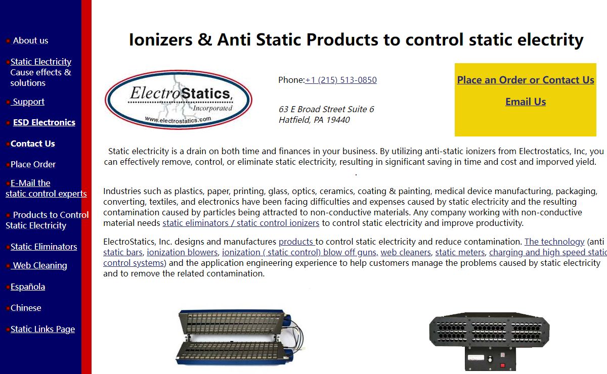 ElectroStatics - products to remove static electricity & web cleaners