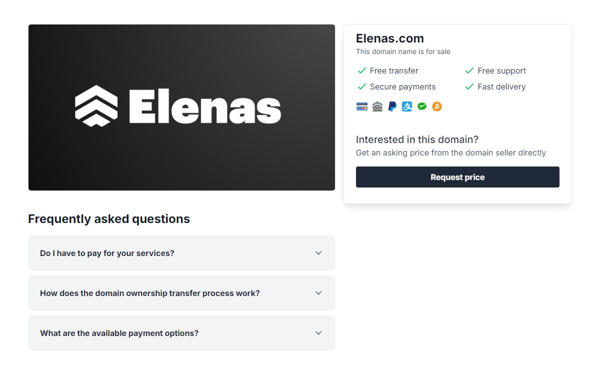 Domain Name For Sale - Elenas.com