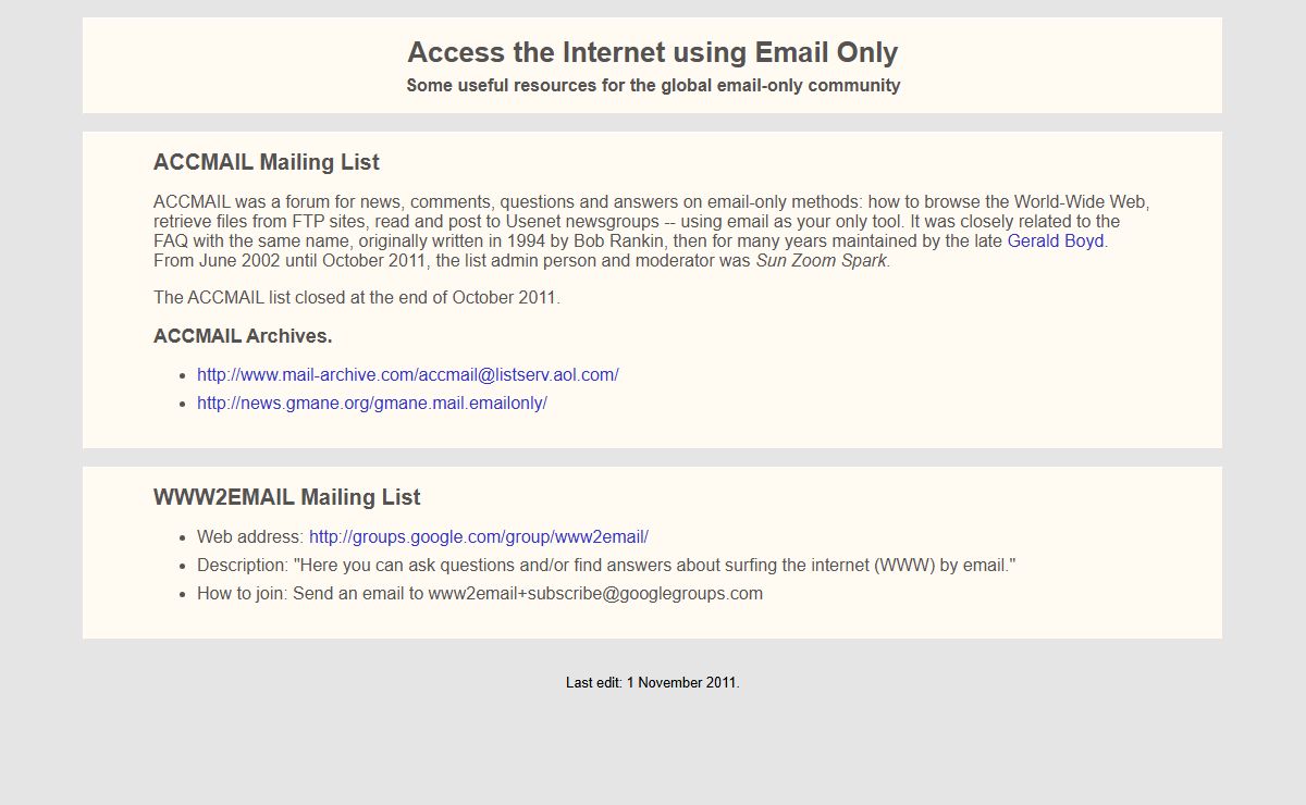 Access the Internet using Email Only : ACCMAIL