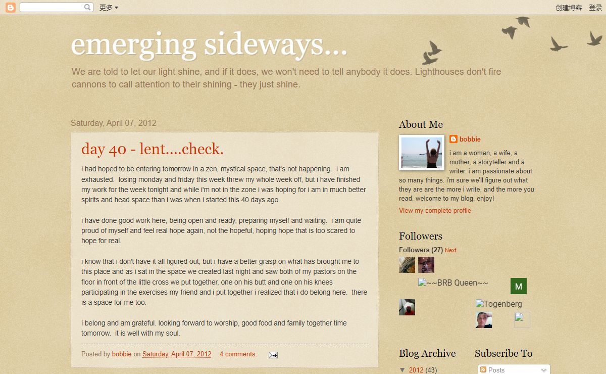 emerging sideways...
