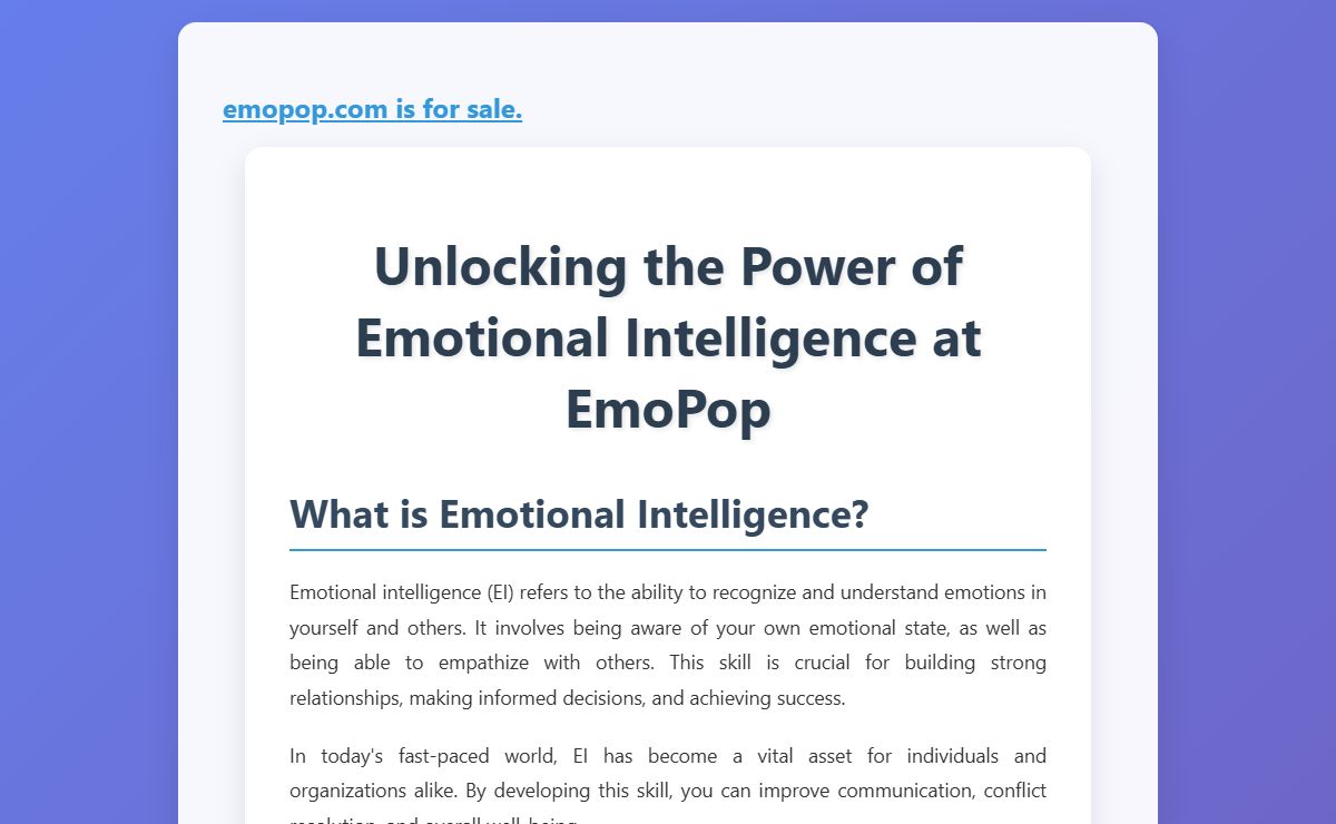 Unlocking the Power of Emotional Intelligence at EmoPop