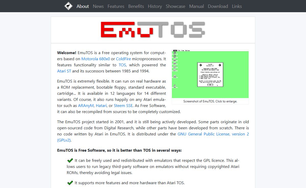 EmuTOS - Free operating system for Atari ST, and more.