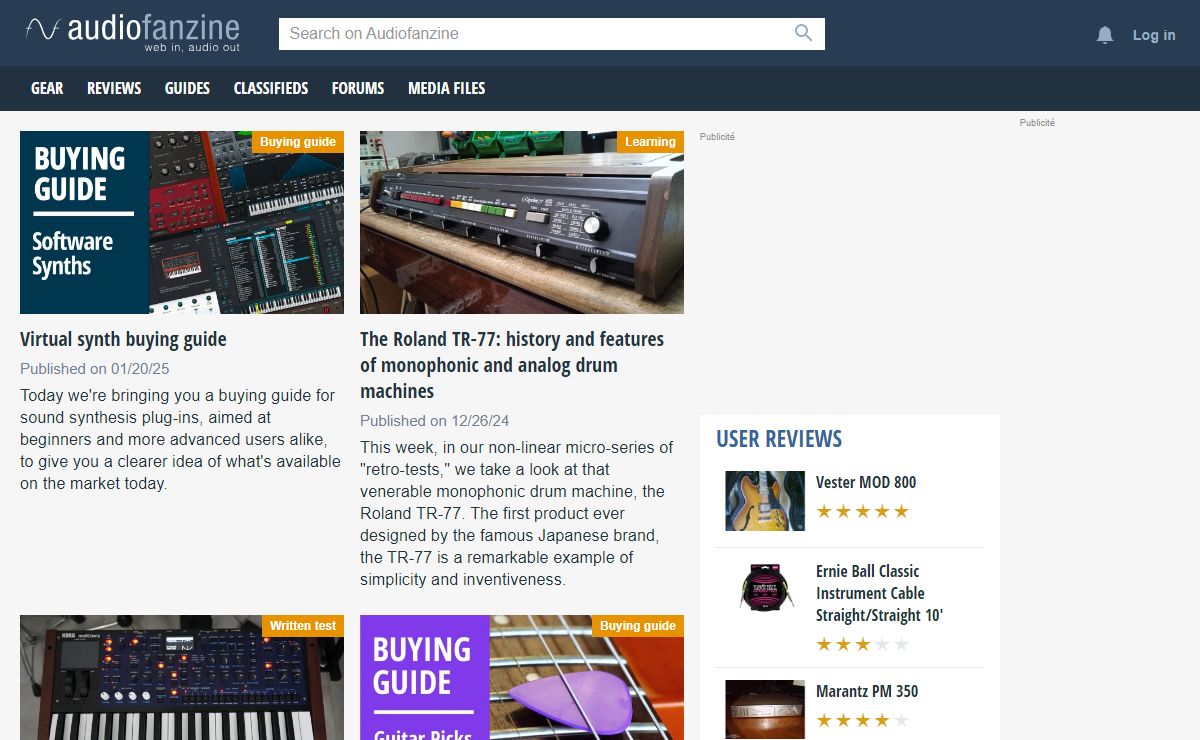 Audiofanzine: Music gear news & reviews. Recording studio, music software, guitar, bass, drums, DJ gear & Live sound