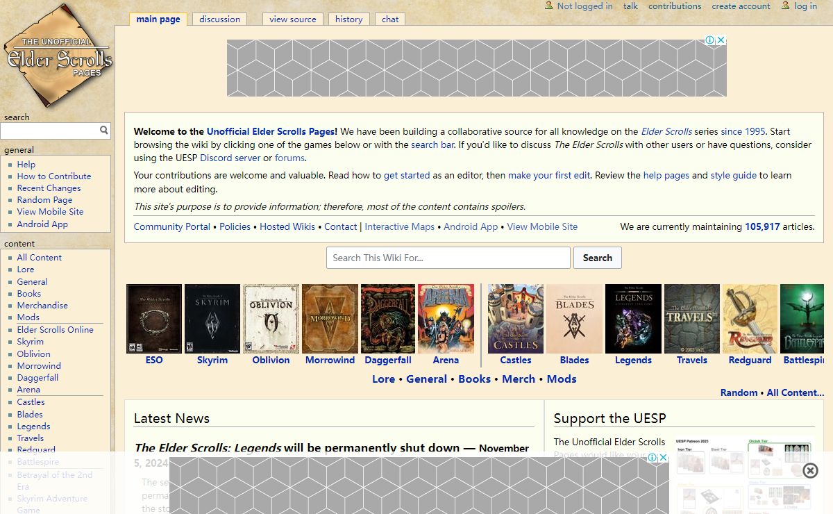 UESPWiki - The Unofficial Elder Scrolls Pages