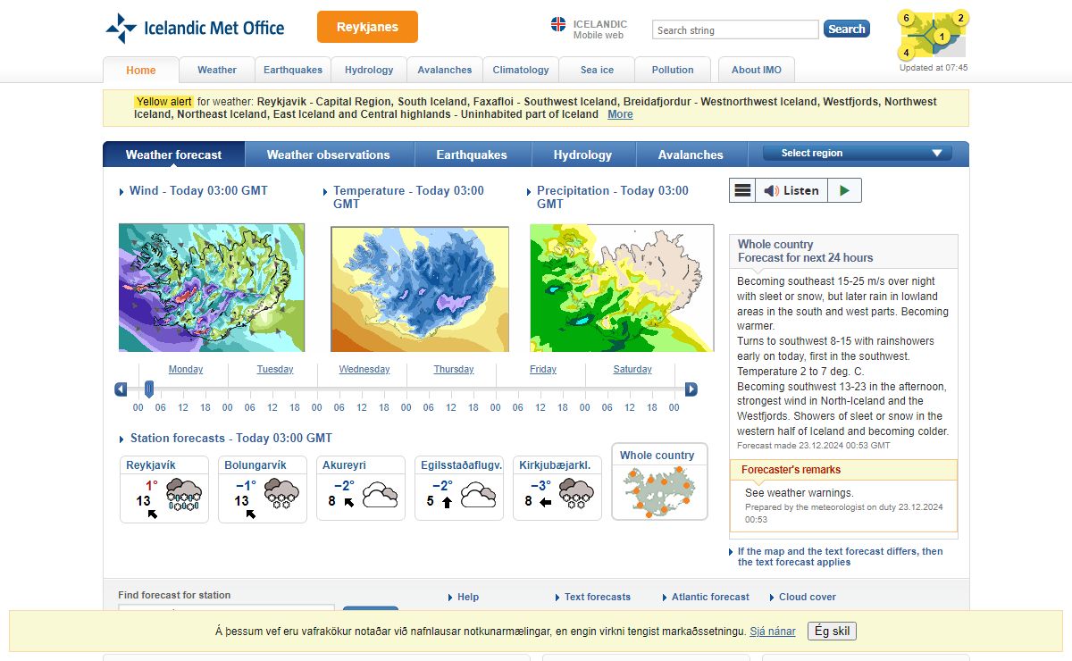 Home-page - Icelandic Meteorological Office | Icelandic Meteorological office