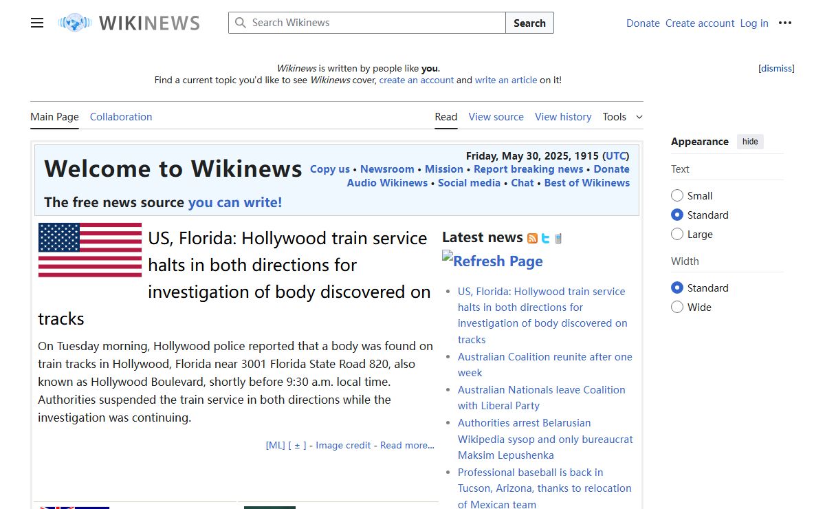 Wikinews, the free news source